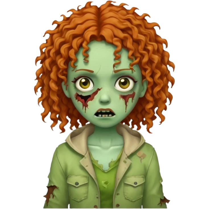 Girl zombie with ginger curly hair  emoji