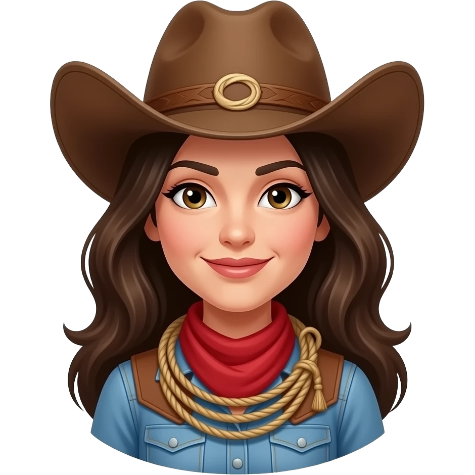 Baddie Brunette cowgirl with lasso emoji