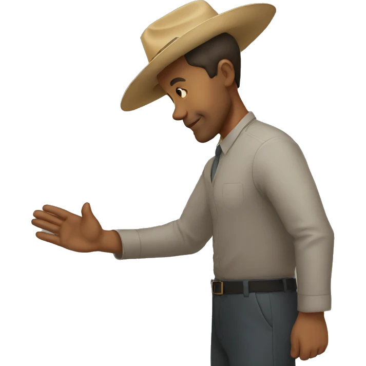 man doing hats off and bow emoji