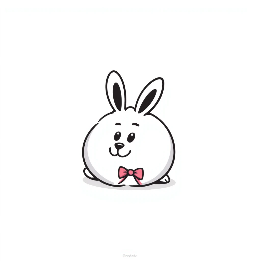 a very cute rabbit with a pink ribbon emoji