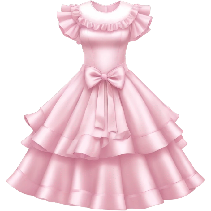 Satin pink pastel soft tiana ruffle dress and add pink ribbons ( JUST DRESSSSS) emoji