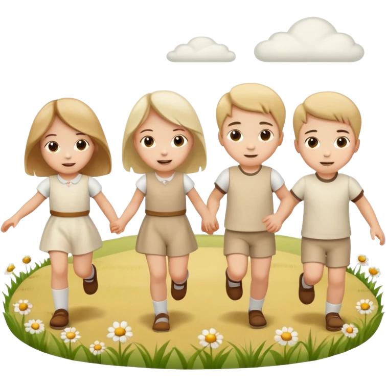 Chaos with children in beige and white clothes  emoji