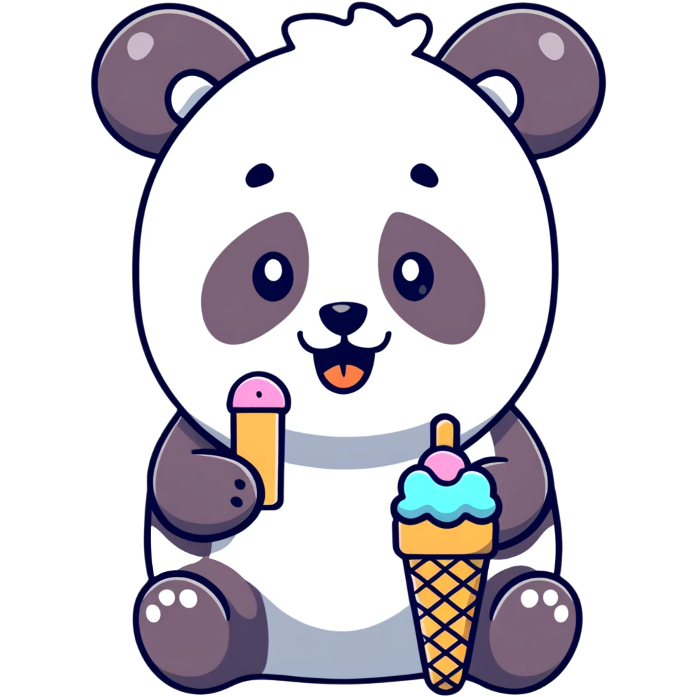 Panda eating ice cream emoji