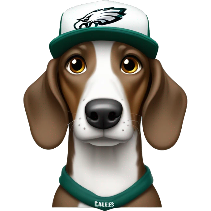 Merle Dacschund wearing Philadelphia Eagles hat emoji
