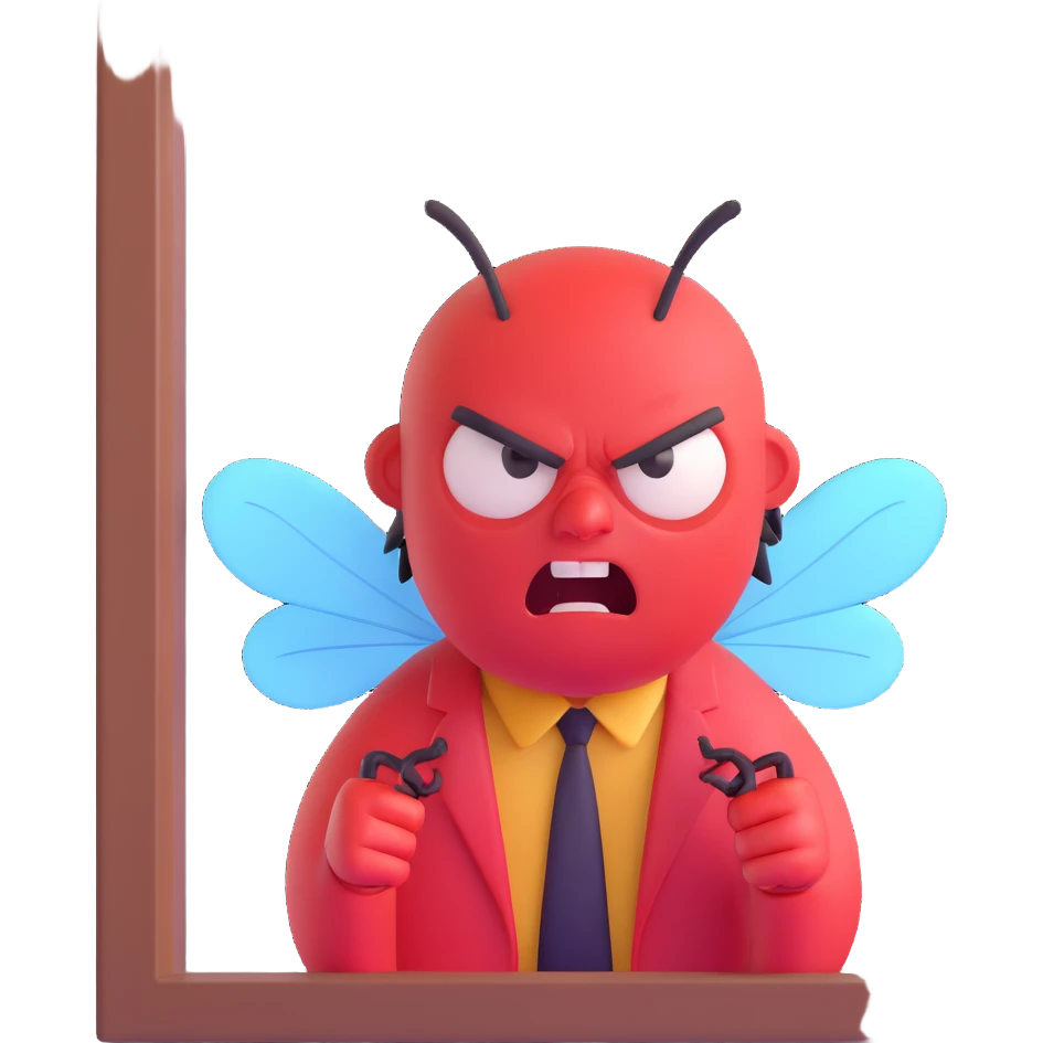 angry man, a fly on the window emoji