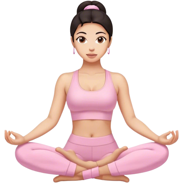 Beautiful dark hair sexy yoga girl light pink clothes  emoji