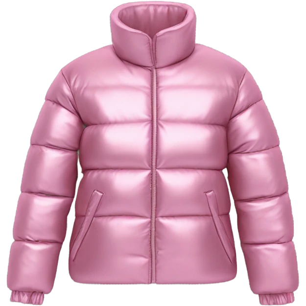 Realistic isolated side view of an open metallic pink cropped puffer jacket. emoji