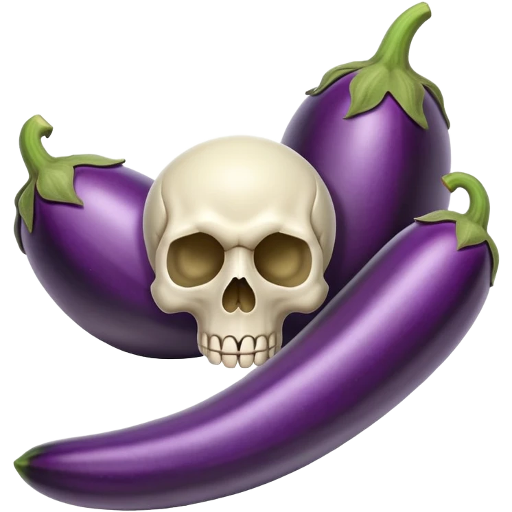 A skull and and two big eggplants emoji