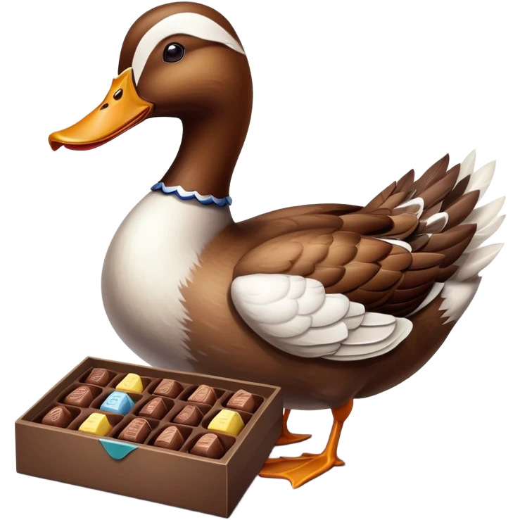 Duck holding box of chocolates emoji