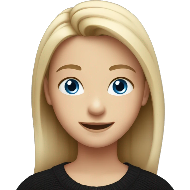 smiling girl in black sweater blue eyes  emoji
