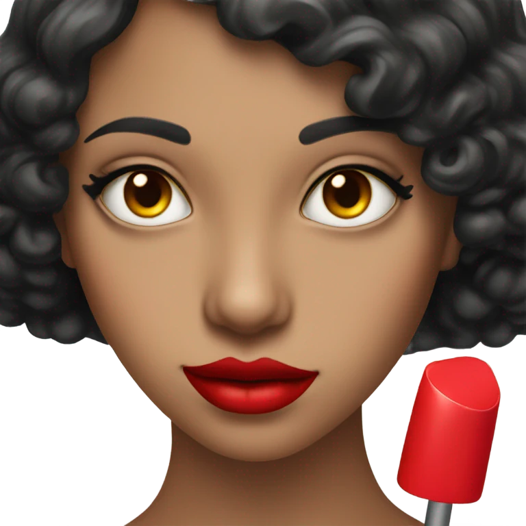 a black cat with red lipstick  emoji