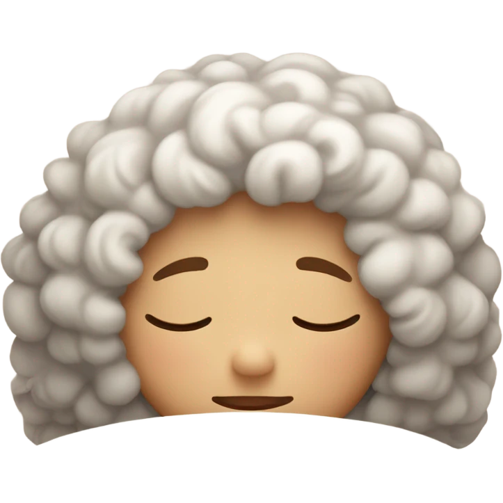 Curly head, white girl sleeps in a cozy atmosphere emoji