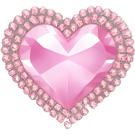 soft pink heart in large round rhinestones, symmetrical, shining emoji
