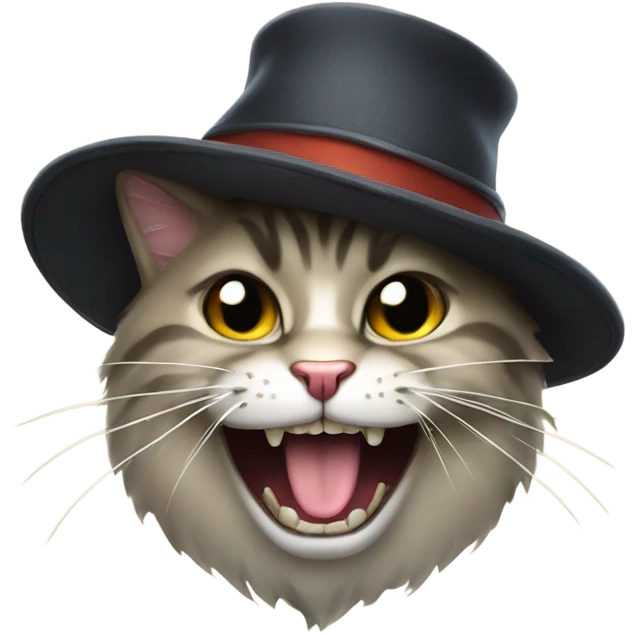 Cat with fangs with a hat  emoji