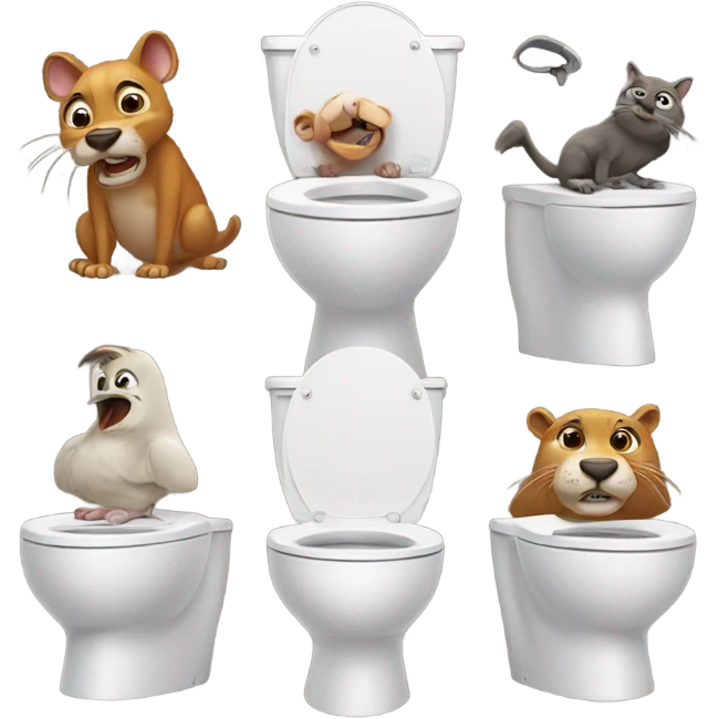 Animals on toilet emoji