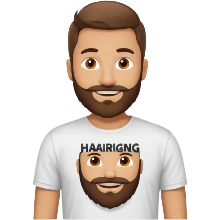 Junge mit Bart und T-Shirt, wo drauf haarig, steht südländischer Junge Türke emoji