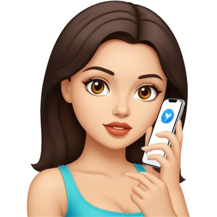 Sexy brunette getting a get emoji