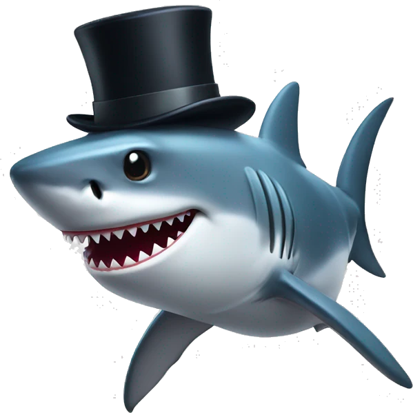 Shark with a top hat emoji