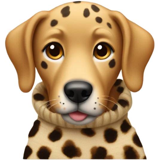 Dog wearing a cheetah sweater emoji