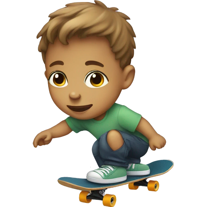 Baby boy on a skateboard emoji