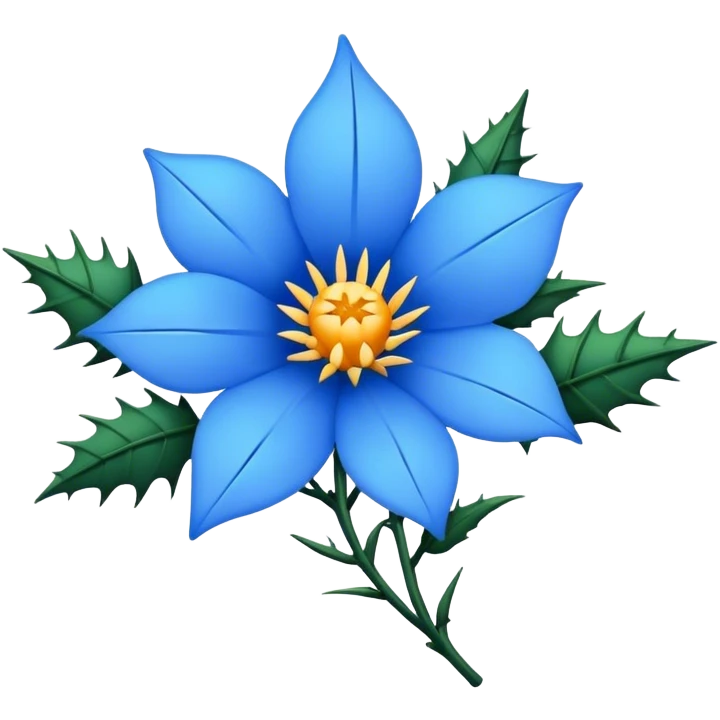 Flor azul con espinas emoji