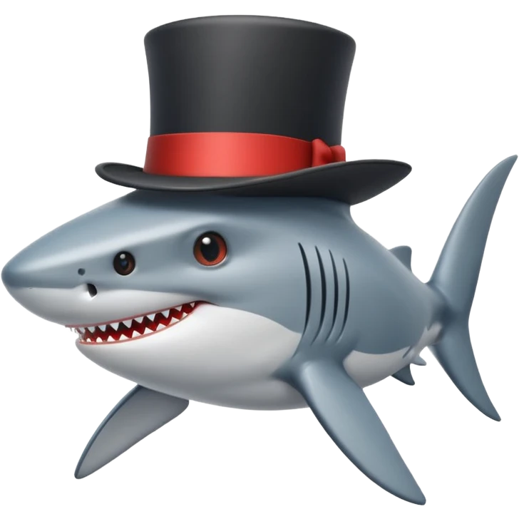 Shark with a top hat emoji