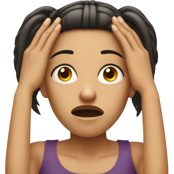 An upset face showing hands with long nails emoji