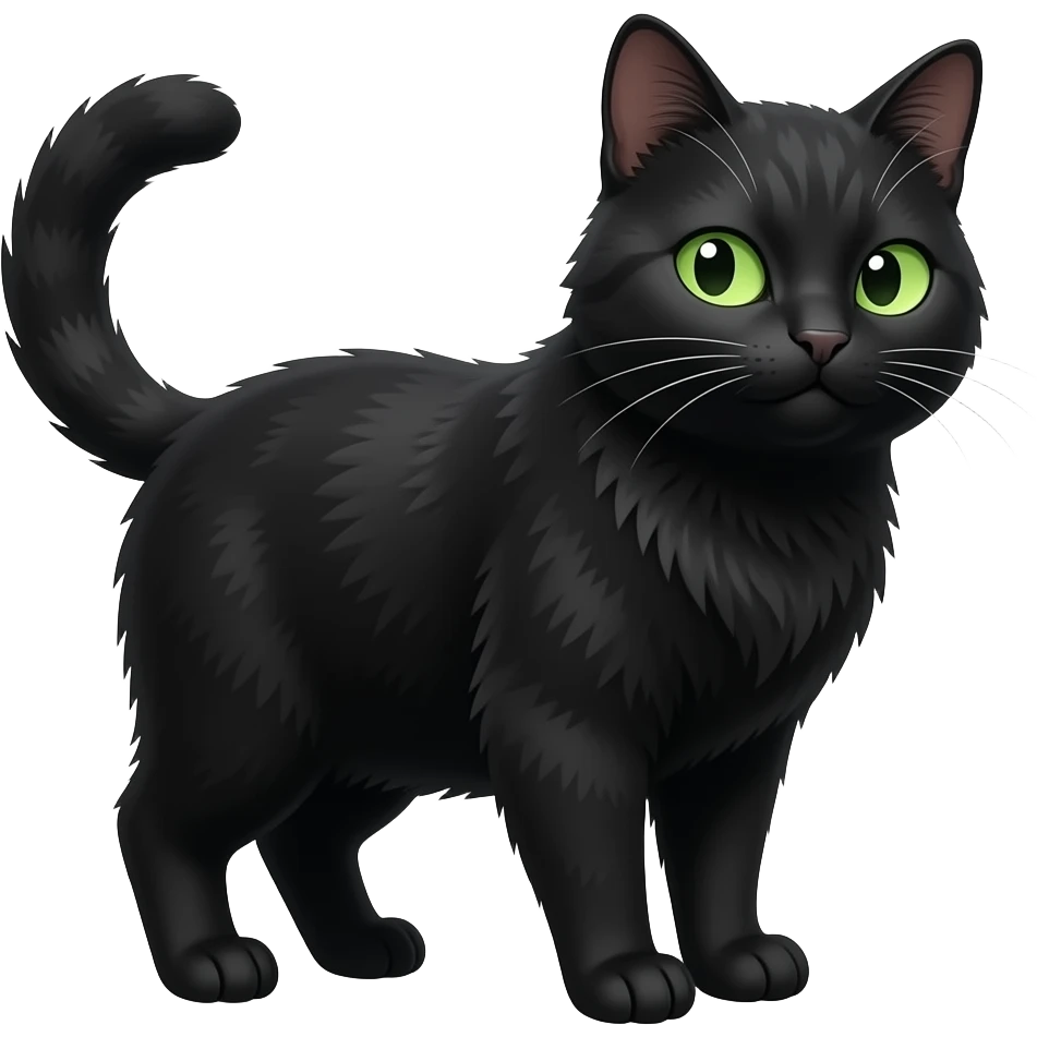 Un gros chat noir aux yeux verts qui fait un side eye emoji