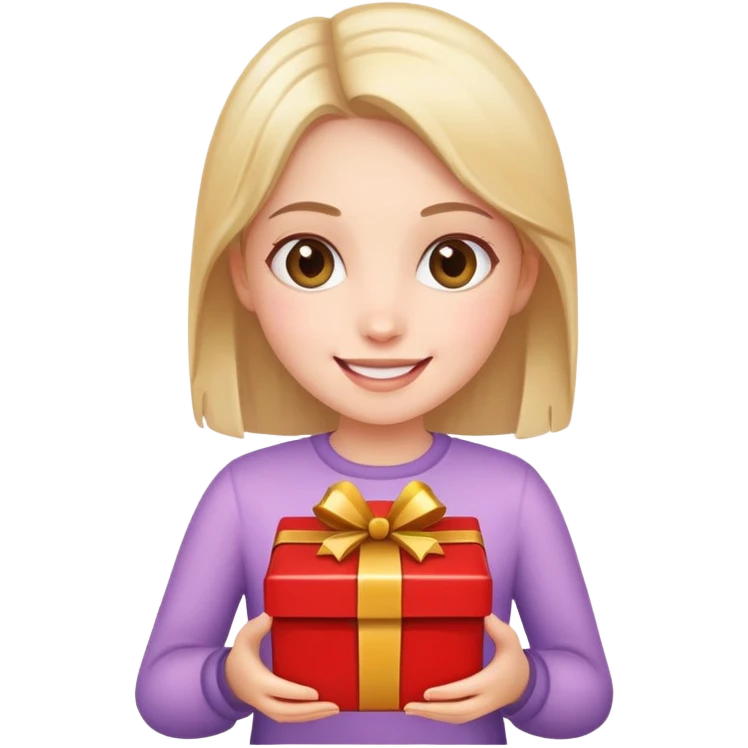 дівчинка, яка щойно отримала подарунок emoji
