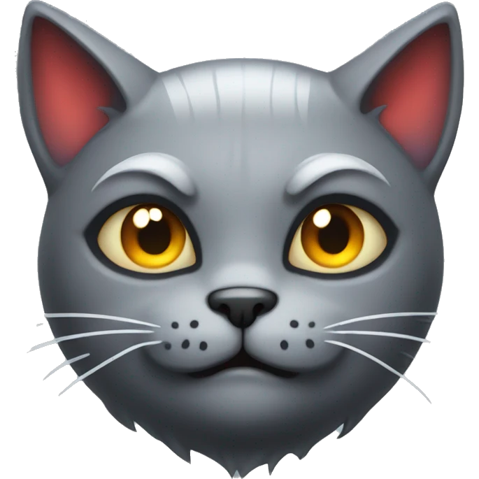 evil grey cat with devil horns emoji
