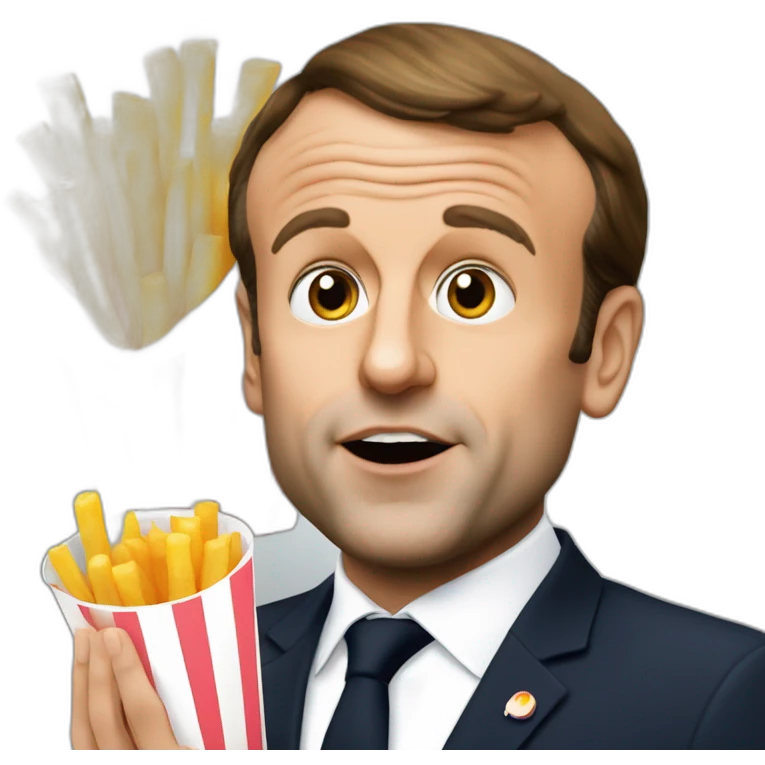 Emmanuel Macron qui mange des frites emoji