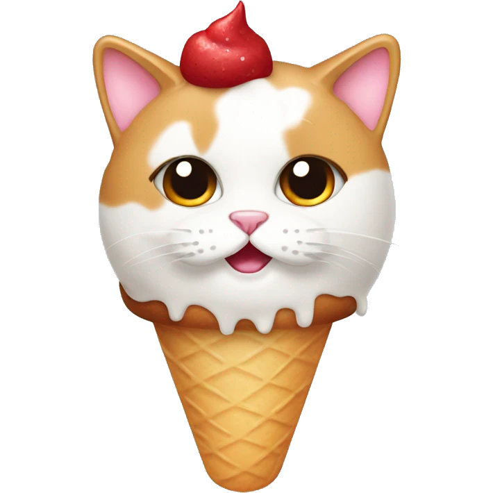 Icecream with fat calico cat emoji