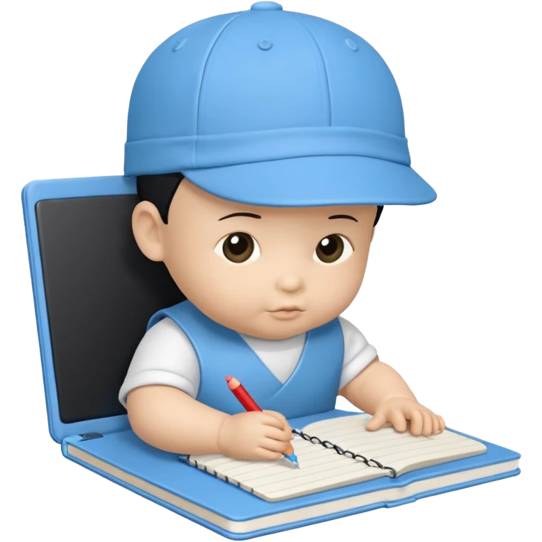 3D 风格的 notebook icon，有 baby boy，中国孩子 emoji