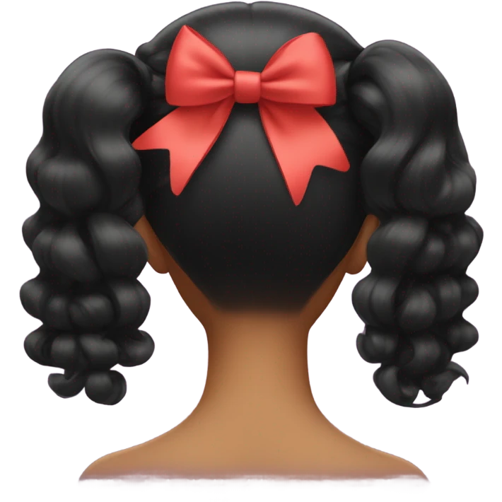 black open hair from behind with a light red bow emoji