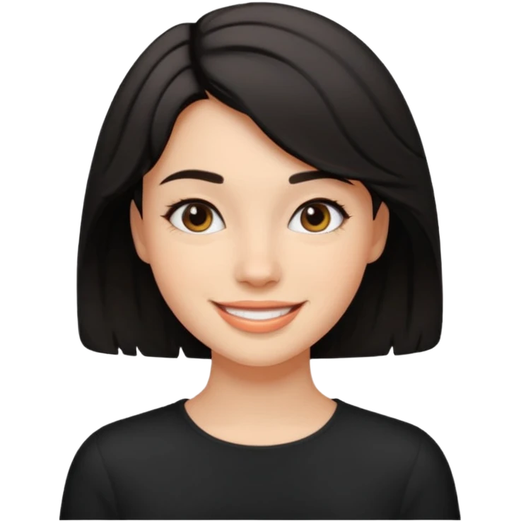 25 yaş genç kız siyah küt hafif dalgalı saçlı beyaz tenli emoji