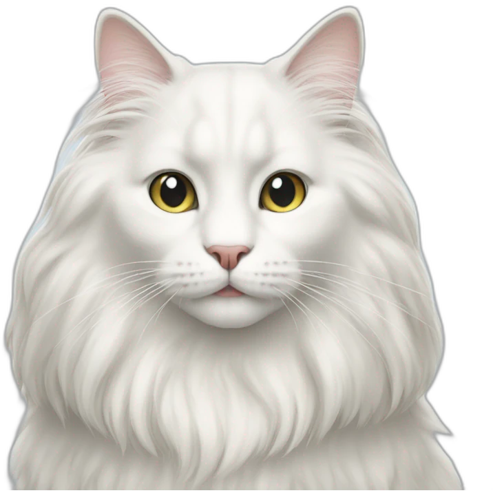 Long hair white cat apple emoji