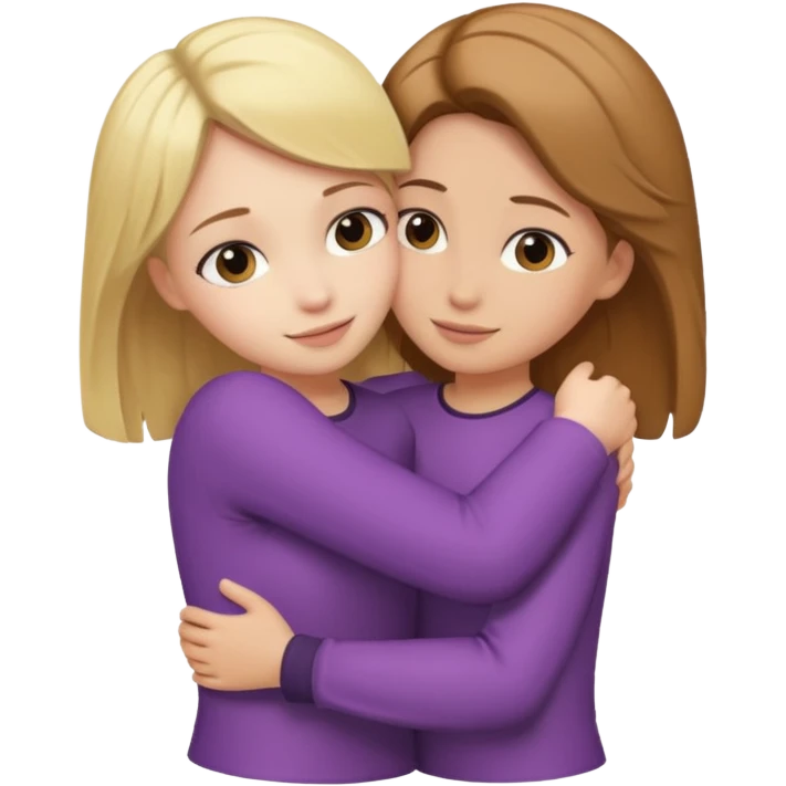 Hug blond girl brown-hair girl emoji