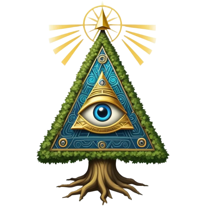 Annunaki tree from Garden of eden, that is actually a ancient tech antenna with illuminati all seeing eye in traingle symbol at the top emoji