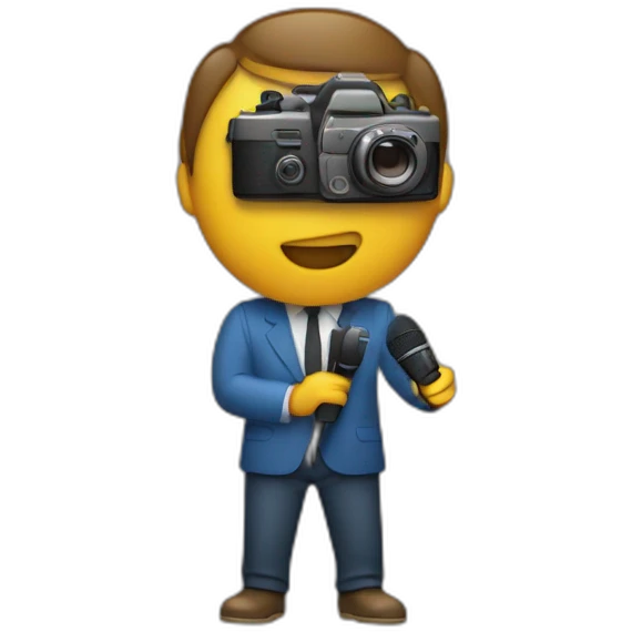 Reporter with a camera and a microphone emoji