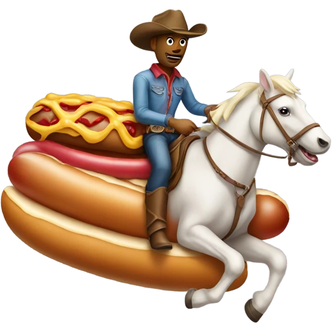 Cowboy riding a hotdog and besch emoji