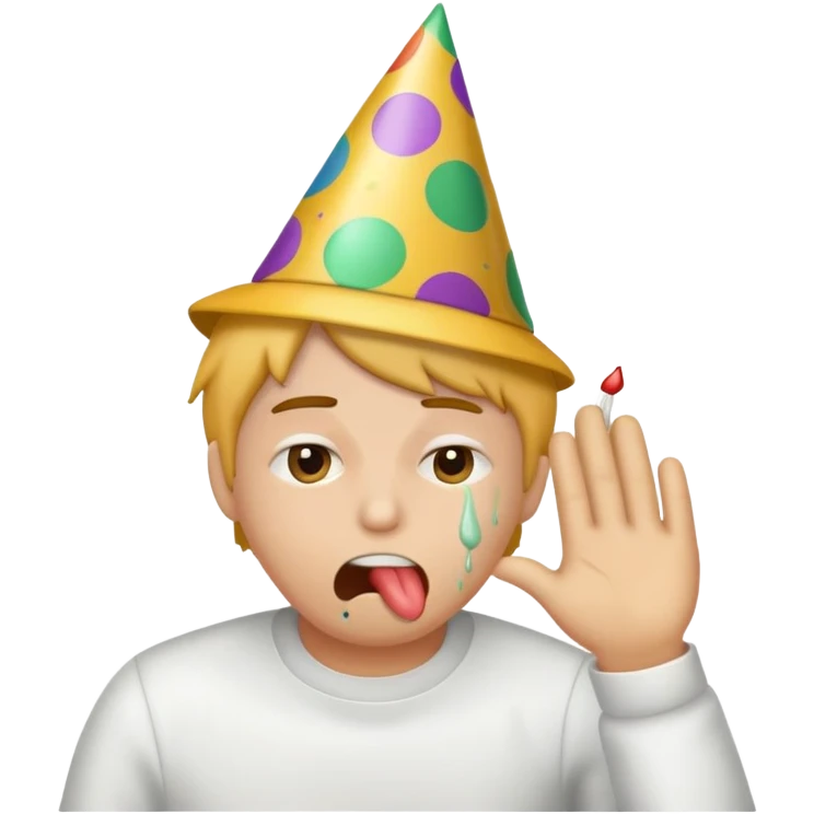 Vomiting wearing party hat emoji