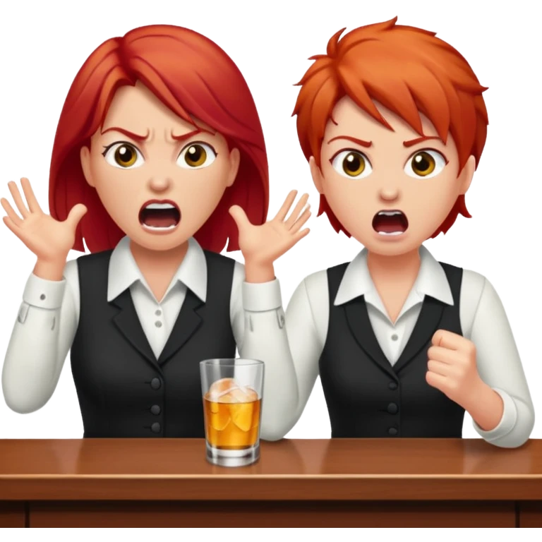 A raid haired woman yelling at a bartender emoji