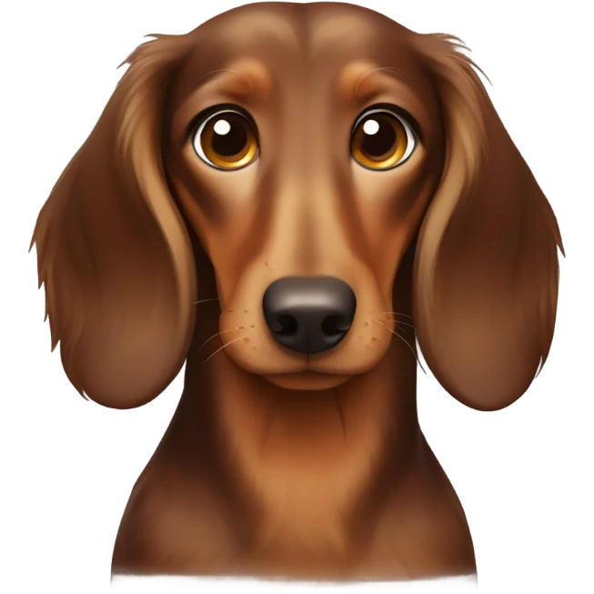 Longhaired Brown dachs with Brown nose and light Brown eyes in snow emoji