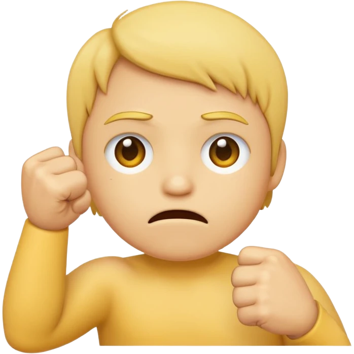 Sad circle face Emoji with fist in the air emoji