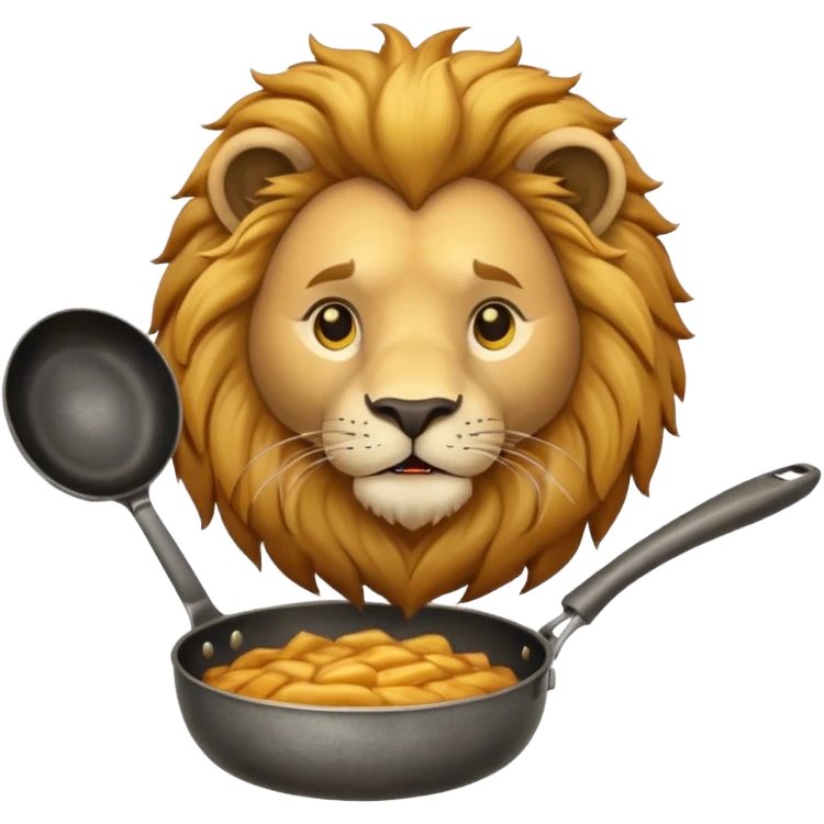 Lion holding frying pan emoji