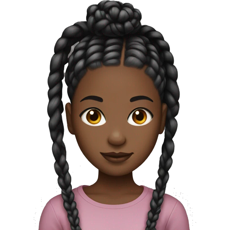 Black girl with black box braids emoji