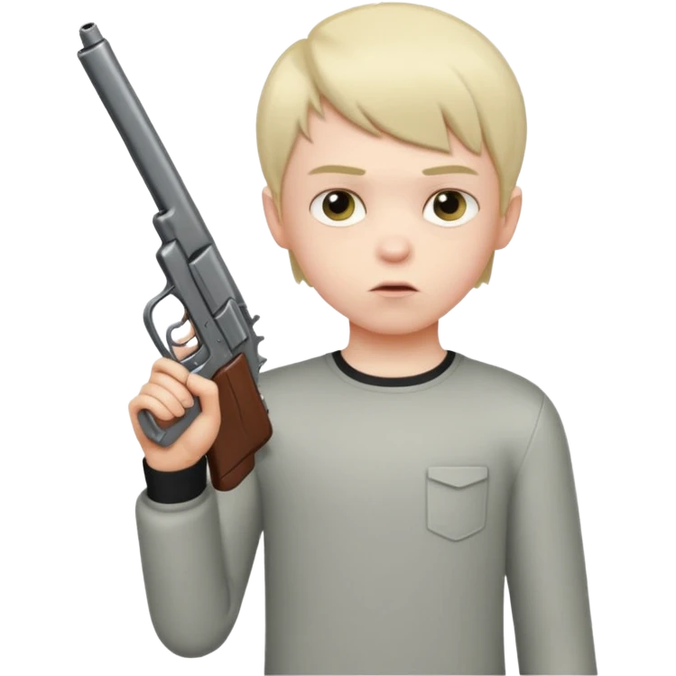 boy with an Edgar haircut holding a gun, different pose emoji
