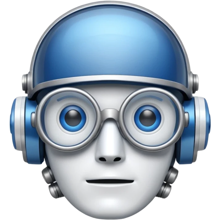 blue and white astrobot with copilot glasses emoji