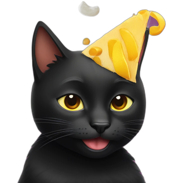 black cat partying hard emoji