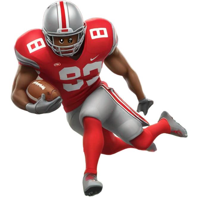 Ohio state football player scoring a touchdown emoji